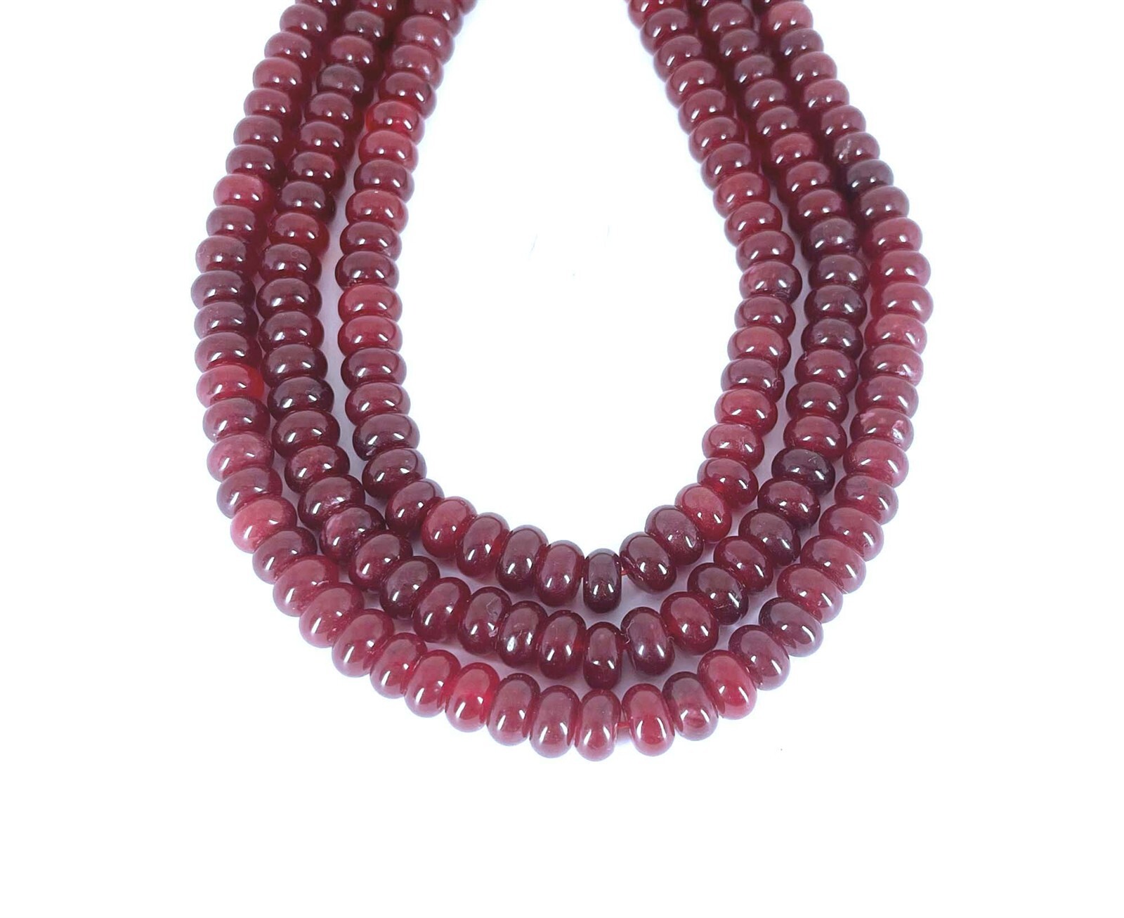 8x5mm Red Wine Jade Rondelle Gemstone Beads Crimson (39 pcs)