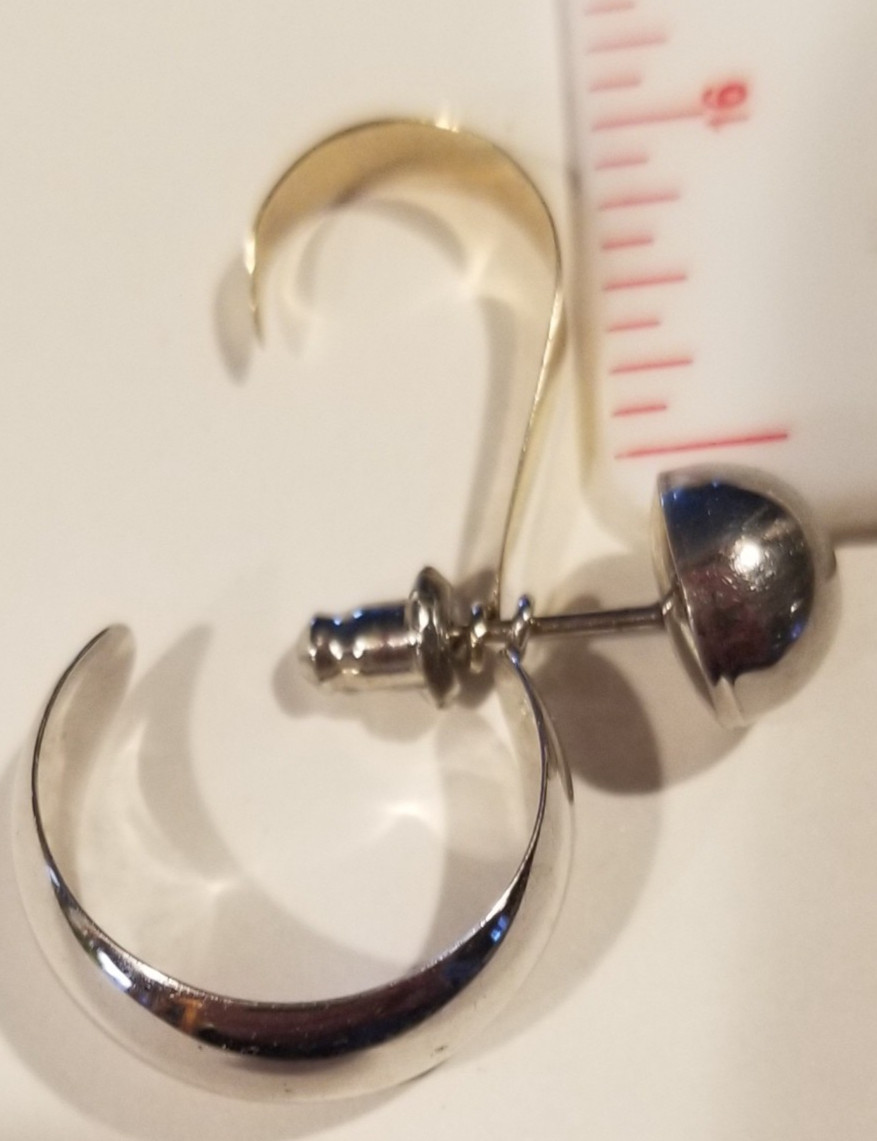 Fine Silver Crescent Moon Dangle Pierced Earrings 2 Sizes 1 Stud Choose