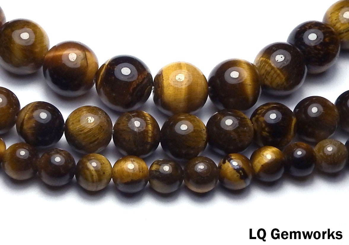 15″ Strand TIGER’S EYE 4-6-8-10mm Round Beads NATURAL