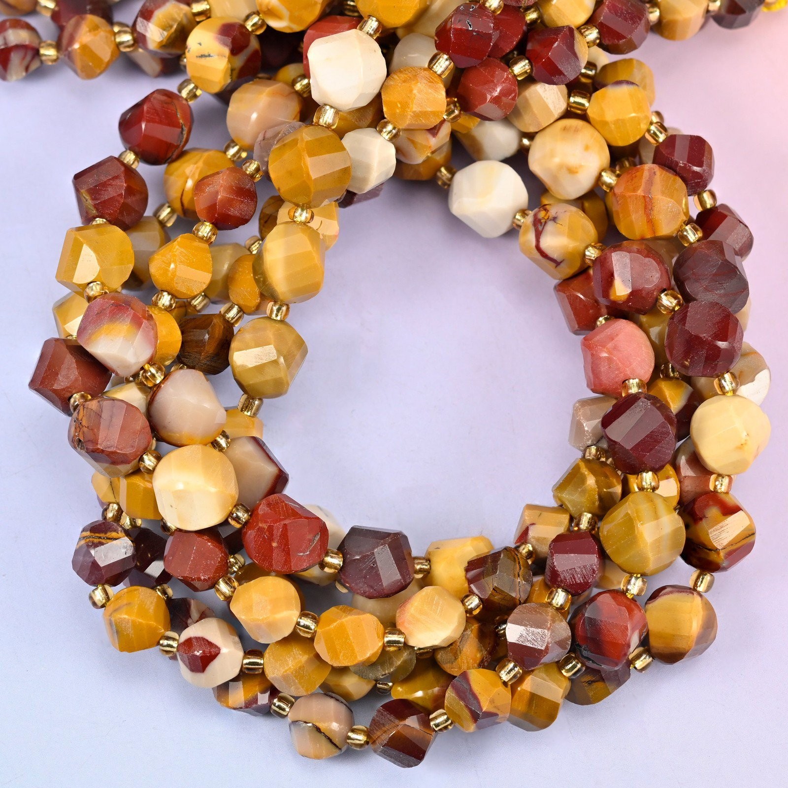 Mookaite Faceted Spiral Twist Beads: Size 8mm 10mm, Jewelry Making