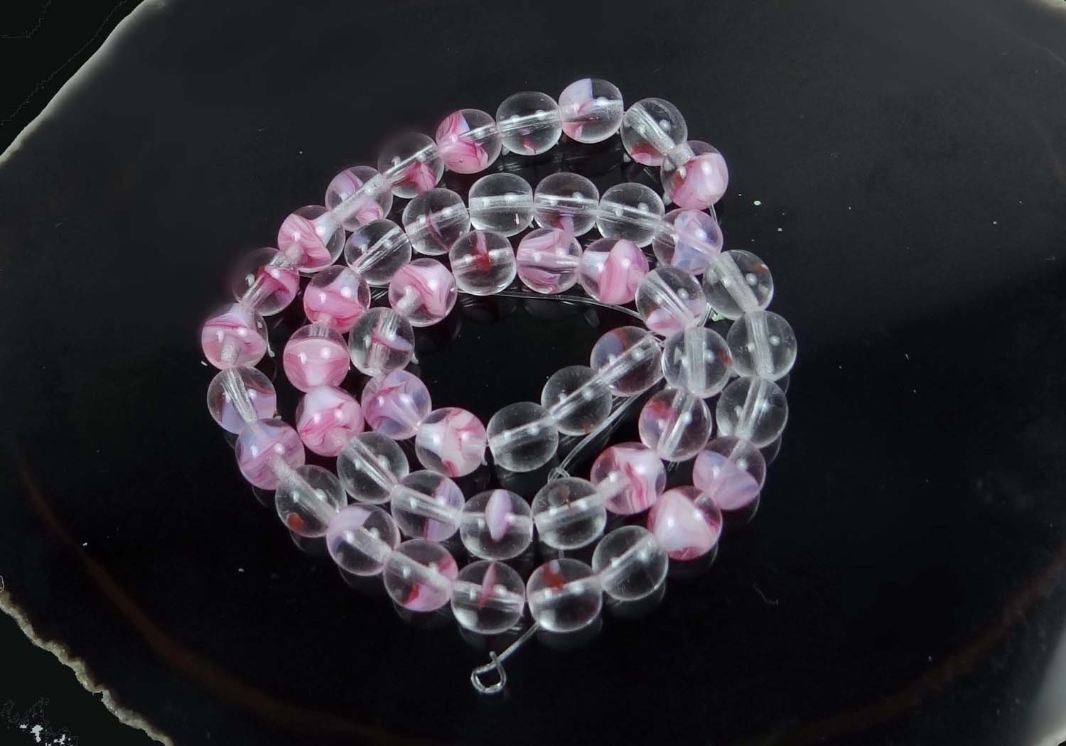 50 Czech Glass Round Beads – Pink Crystal 6mm