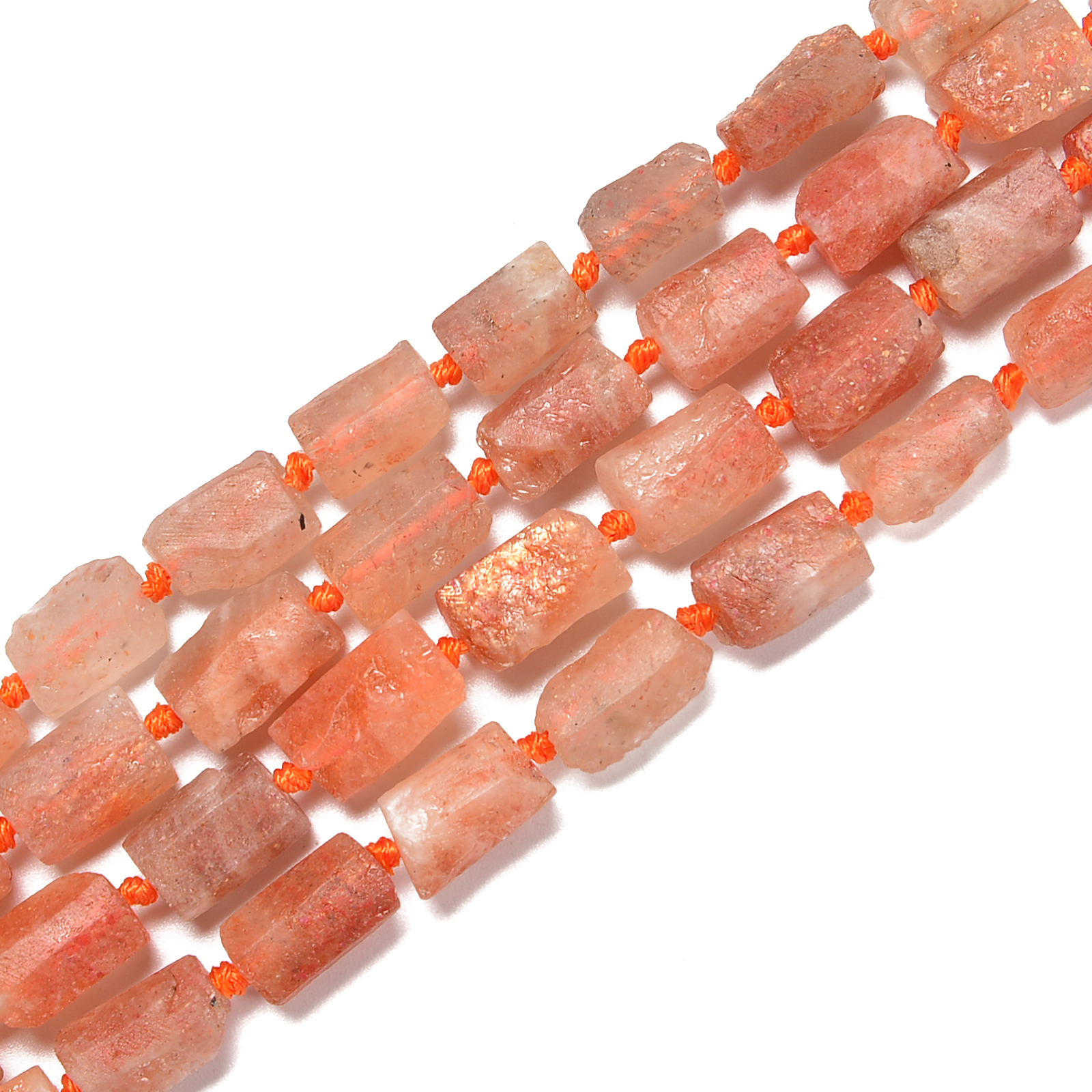 Natural Sunstone Matte Cylinder Tube Beads Size 8x11mm 15.5” Strand