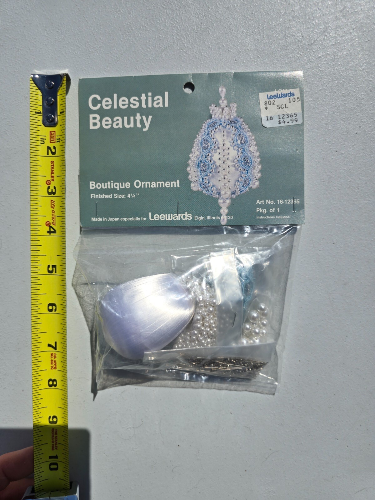 RARE! LeeWards CELESTIAL BEAUTY Blue Vintage Sequin Bead Christmas Ornament Kit