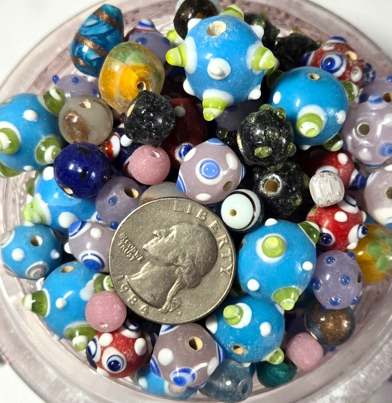 Bumpy Glass Beads 14 mm Assorted Color Glass Beads for Jewelry Making 50 pcs