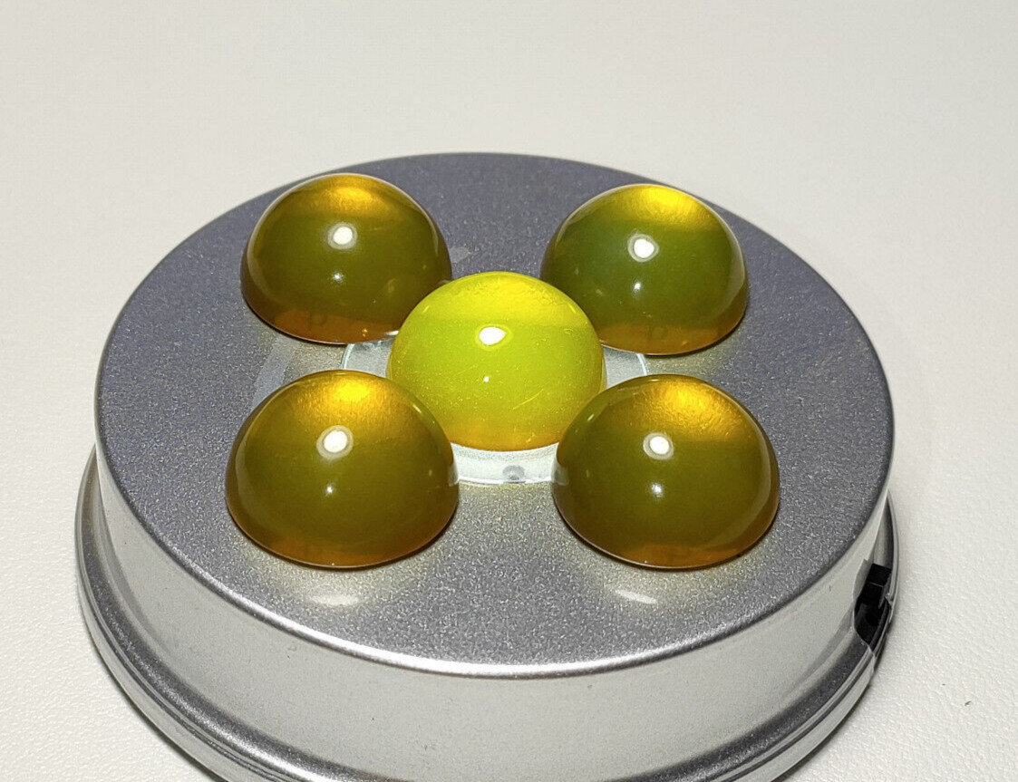5 Vintage Bakelite Cabochons 22x11mm Olive oil Green translucent