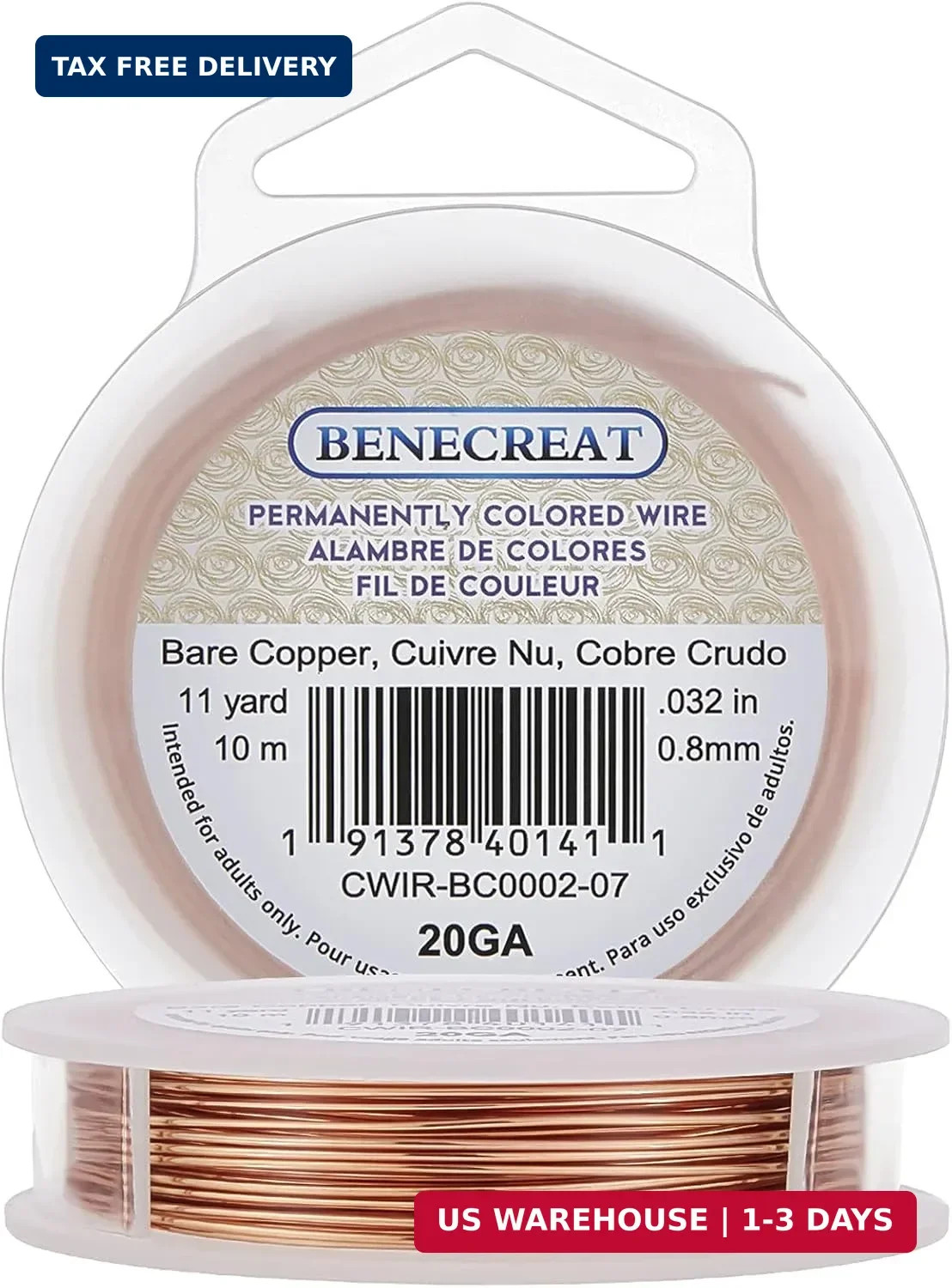 BENECREAT 20 Gauge Bare Copper Wire Dead Soft Solid Copper Beading Wire for Jewe