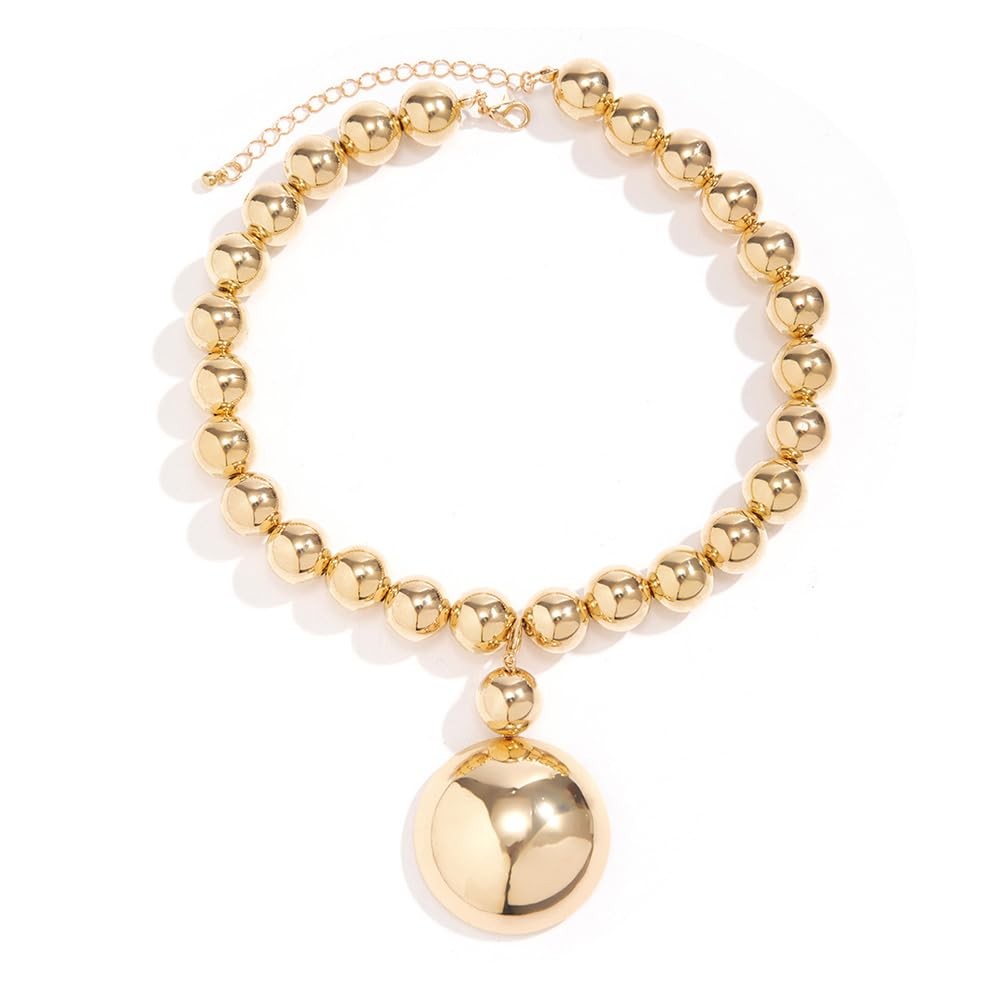 Boho Fashion Prom Shinny Circle Pendant Silver Gold Chunky Choker Necklace Daint