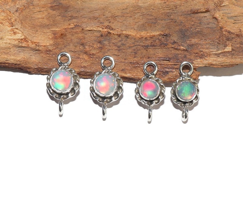 sterling silver fire opal connector for bracelet making jewelry links with opal