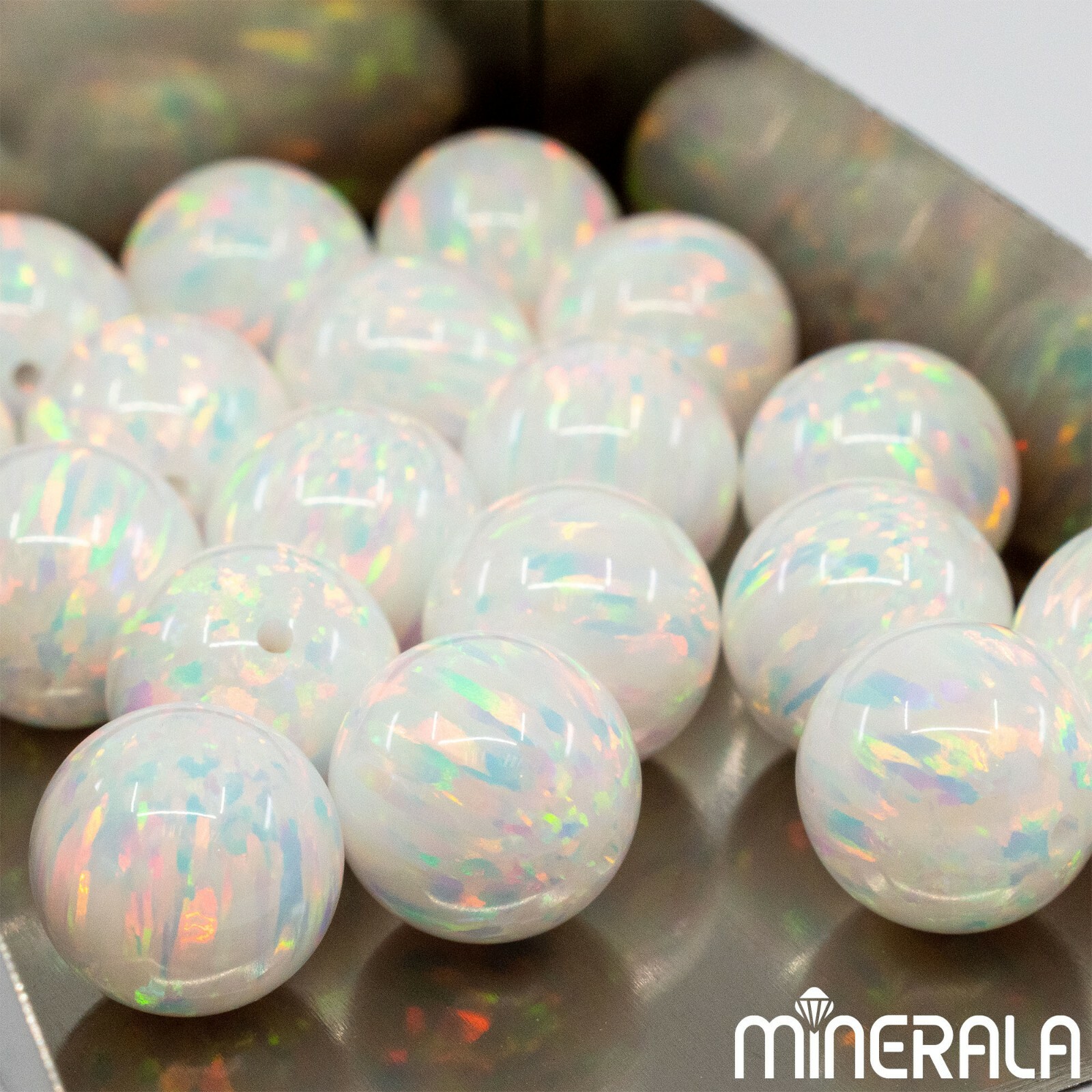 WHITE LAB CREATED SYNTHETIC OPAL ROUND LOOSE BEADS 2mm-16mm FULL DRILLED WP001C7