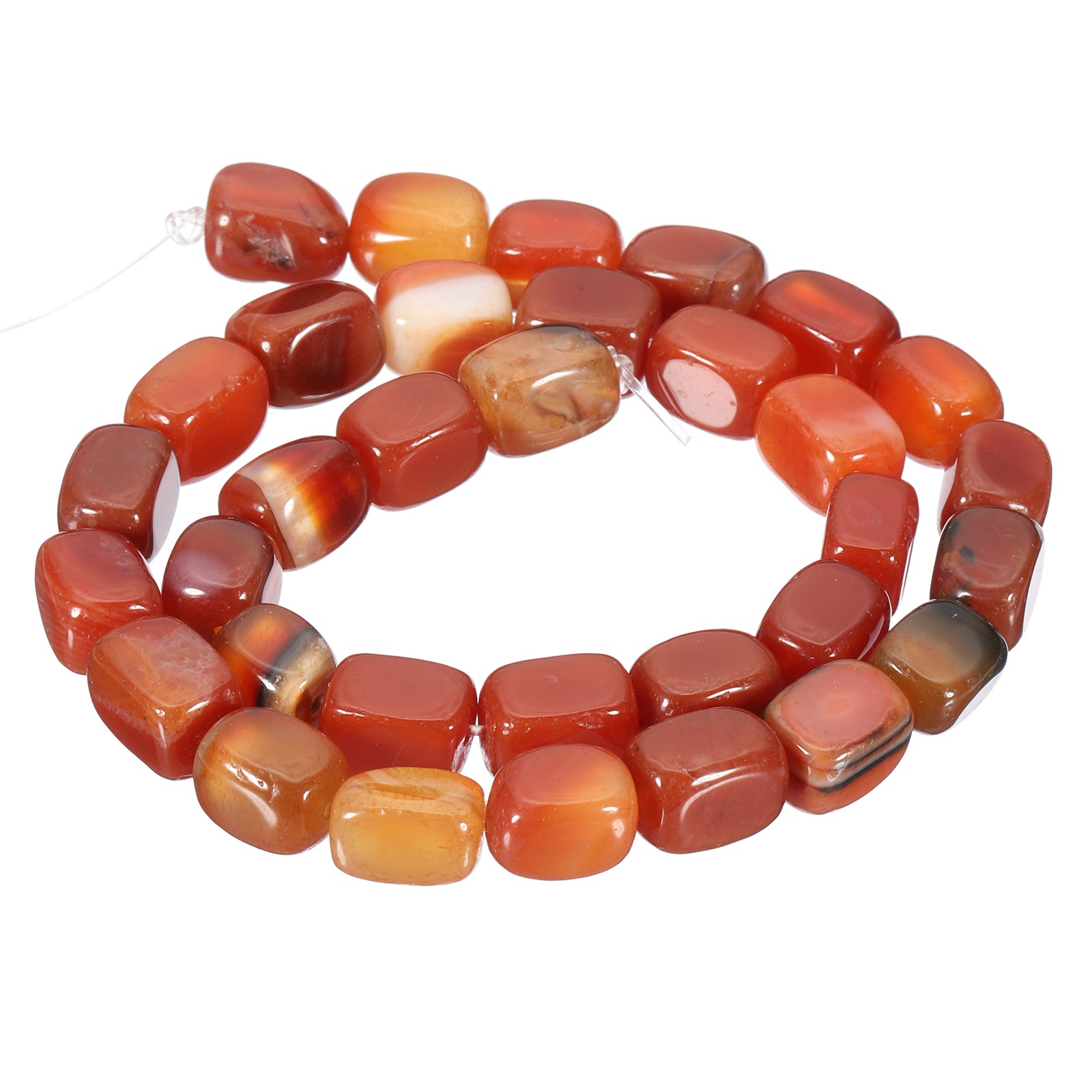 Natural Stone Gemstone Beads 15″ 12x8mm Cuboid Spacer Bead, Reddish Orange