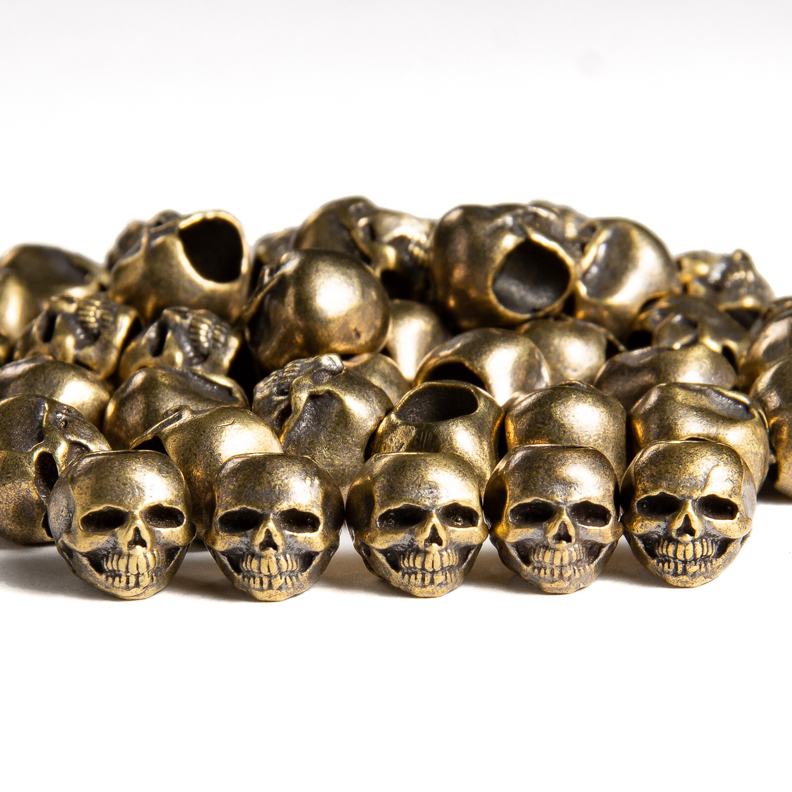 20pcs Mini Brass Skull Paracord Bead Lanyard Knife Spacer Beads
