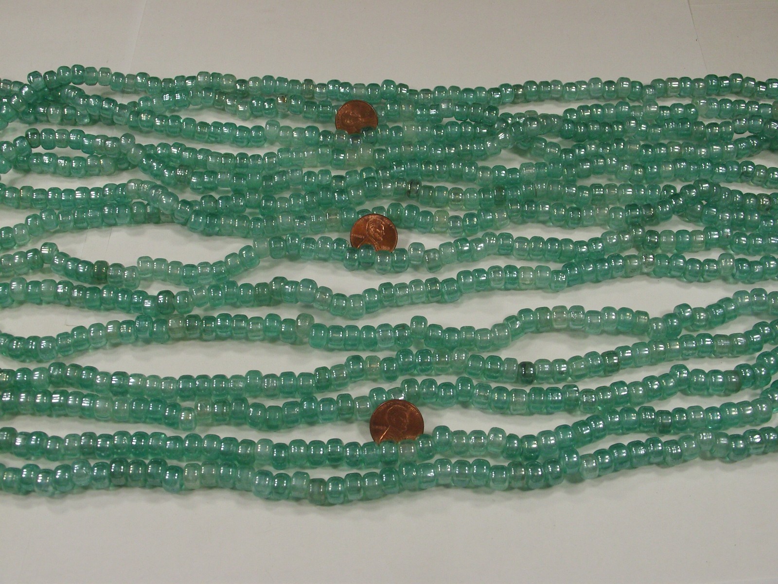15 Strands 22″ Seafoam Blue Pony Glass Beads Wholesale Bulk Lot (6mm x 9mm) (C)