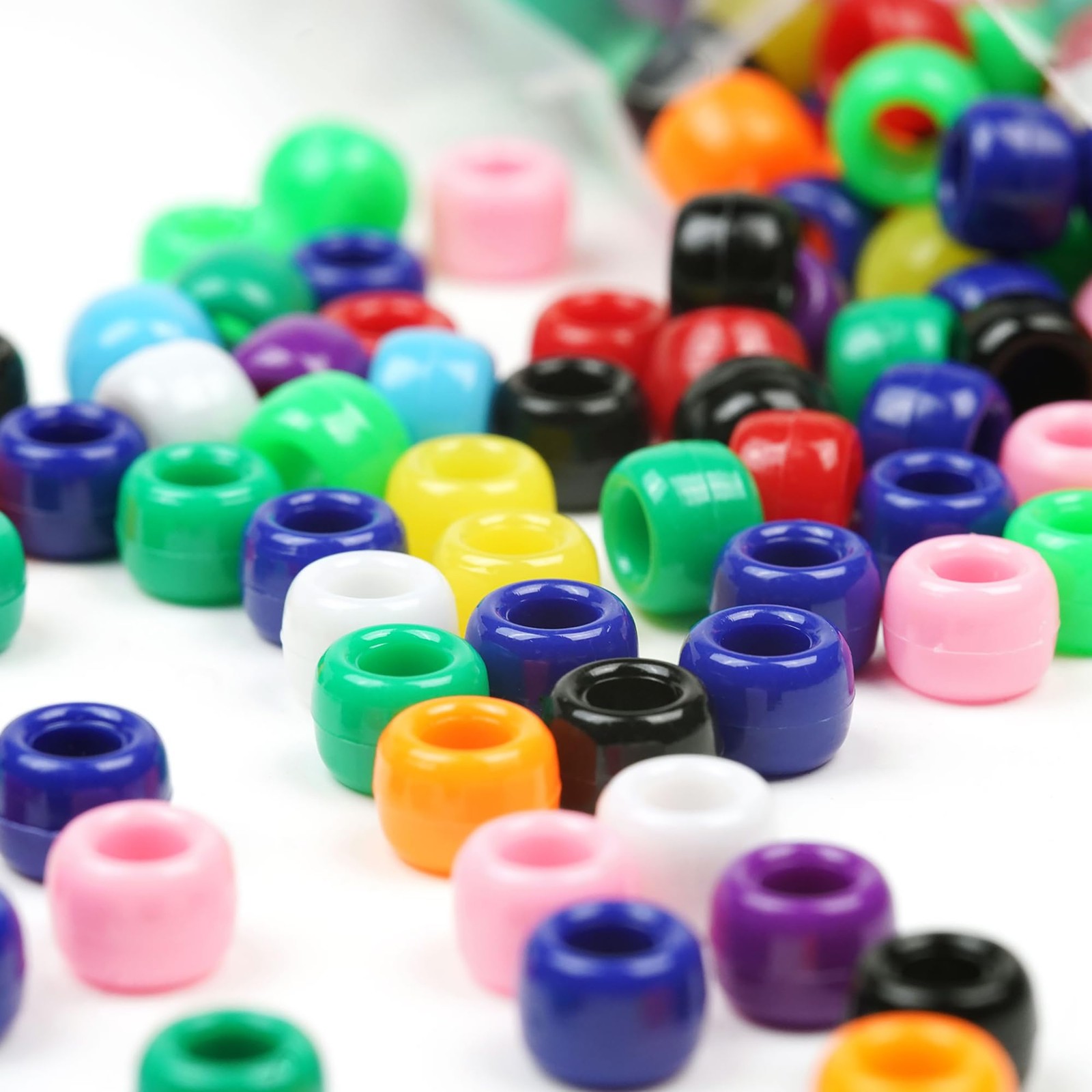 Melius 1000Pcs Pony Beads Bulk, 9mm Acrylic Colorful Pony Beads for Bracelets…