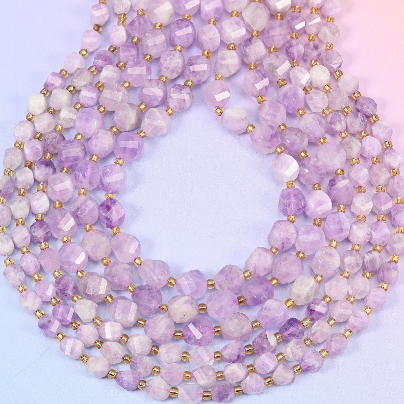 Purple Jade Faceted Spiral Twist Beads: Size 8mm 10mm, Jewelry Making