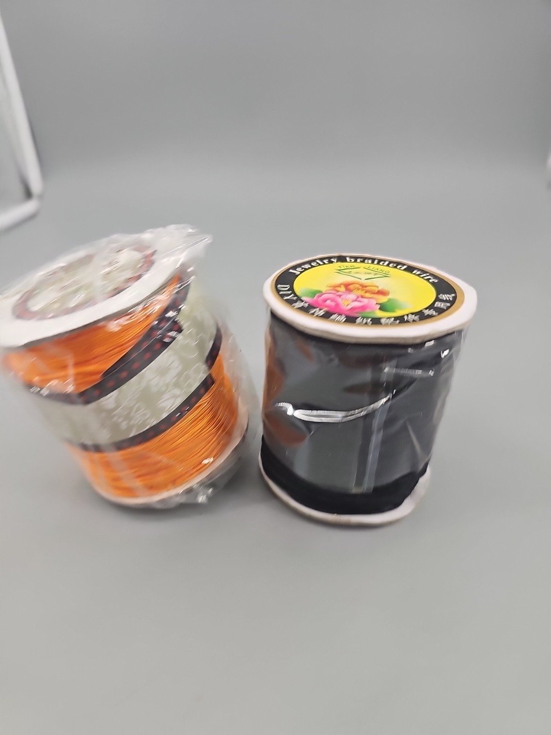 Jewelry Braided Wire In Black And Orange 130 Meters Nylon Handcrafted Rattail