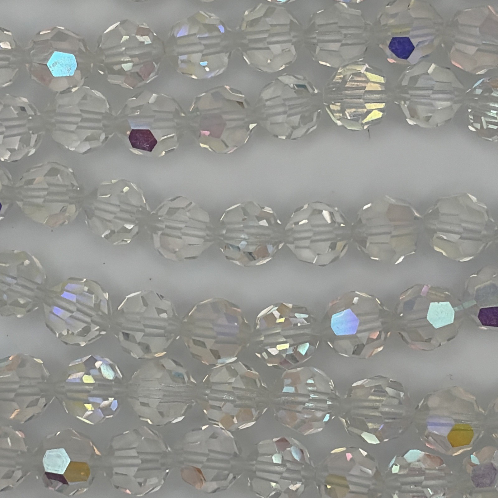 Pre-WWII Crystal Faceted Beads Lot of 180 Vintage Czech Aurora Borealis Glass