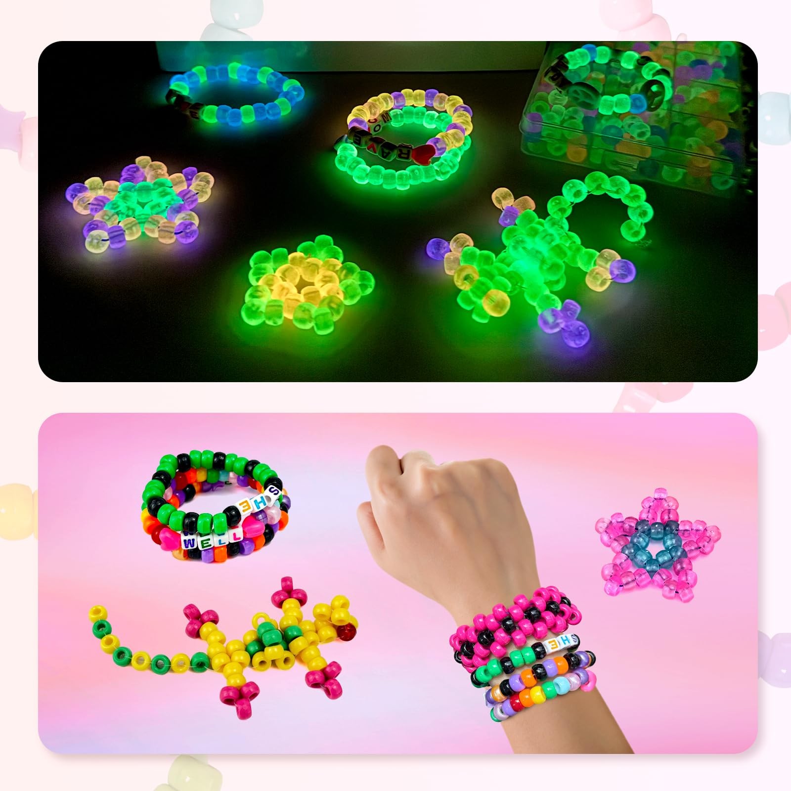 Pony Beads for Bracelet Making Kit with Letter Beads for Friendship Bracelets…