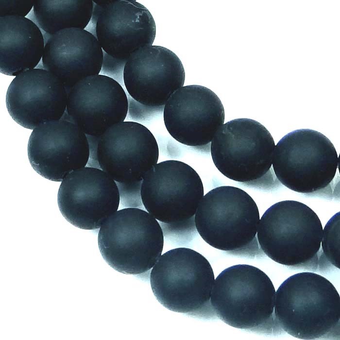 6mm Matte Black Onyx Round Beads 15″