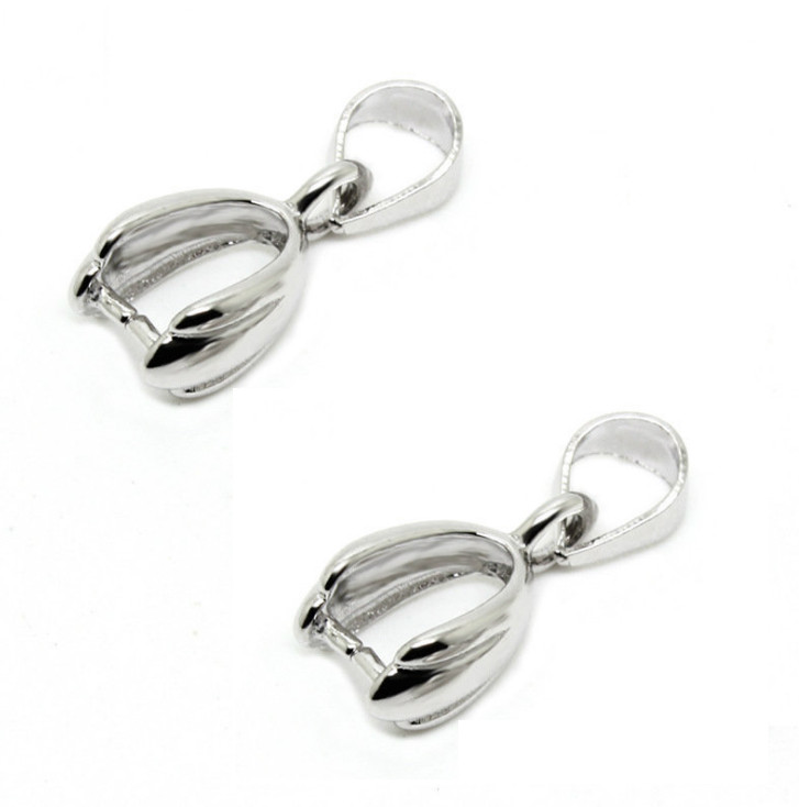 925 Sterling Silver Pinch Clip Bail Clasp Charm Pendant Connector DIY Finding