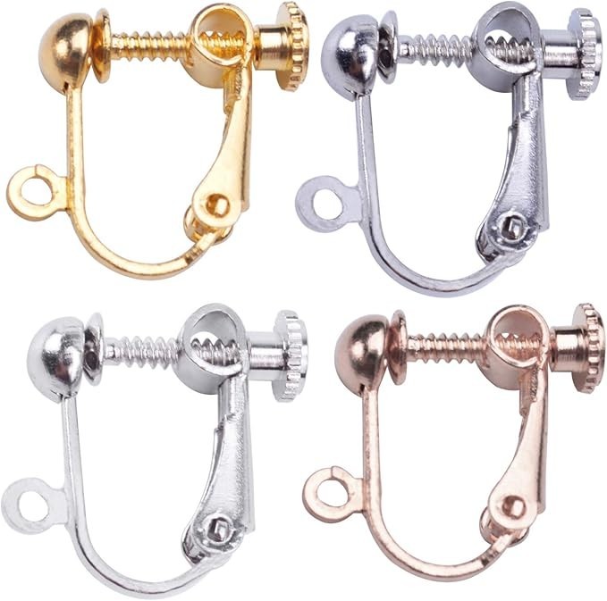 24 Pieces Clip-on Earring Findings Components Screw Back Ear Wire Non 4 Colors