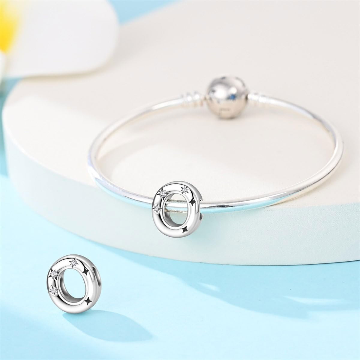 Initial Letter Alphabet Silver Charm Bracelet for Women with 5A Original Be – 05