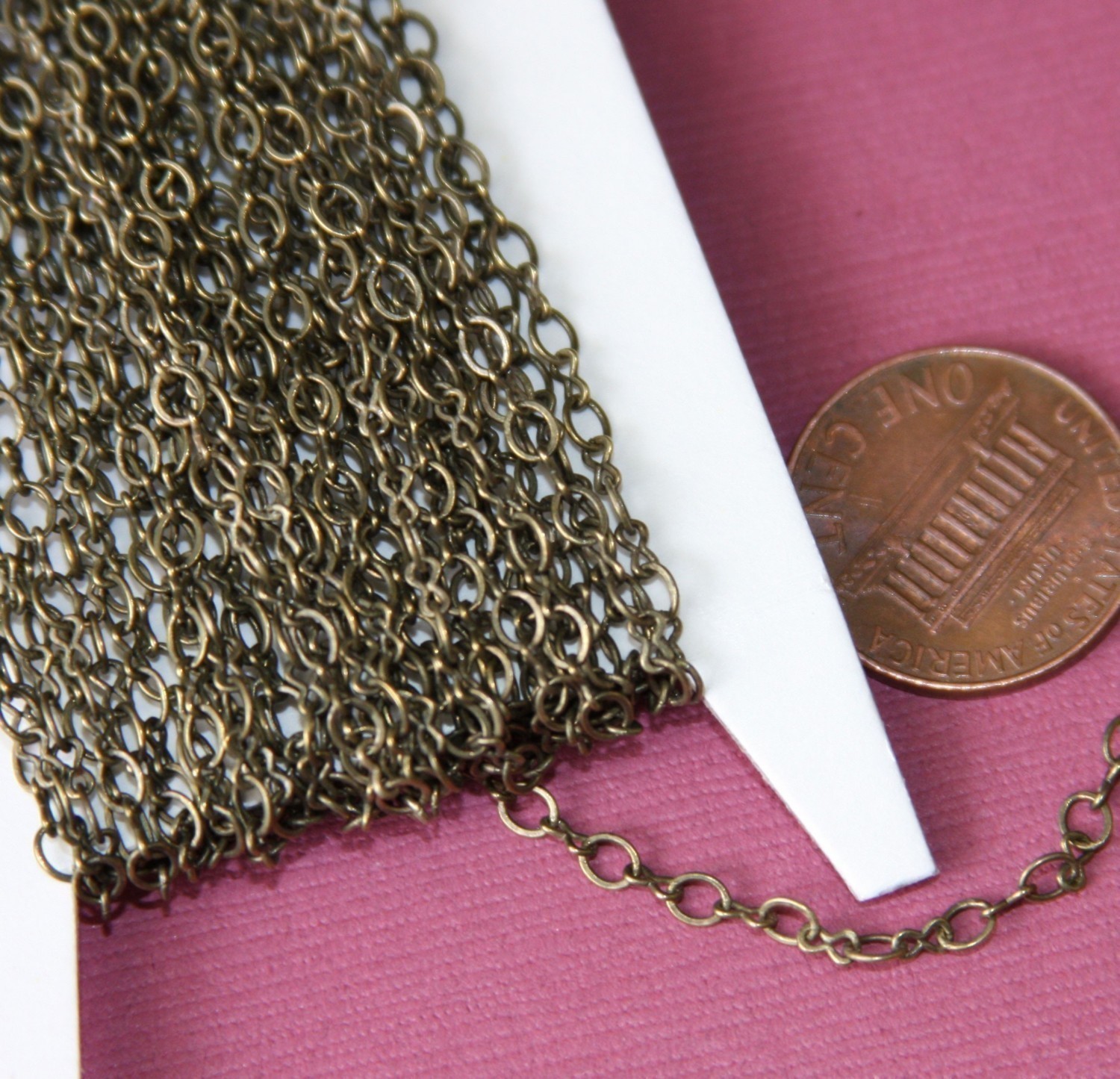 100ft spool Antiqued Brass figure 8 connector chain 2.5X3.1mm