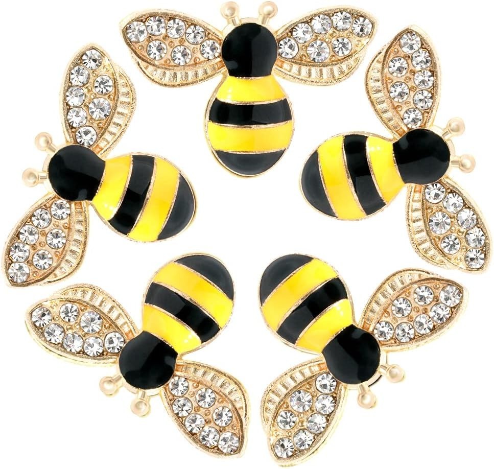 20 Pcs Twinkling Bee Charms for Halloween – Enamel Rhinestone Embellishments