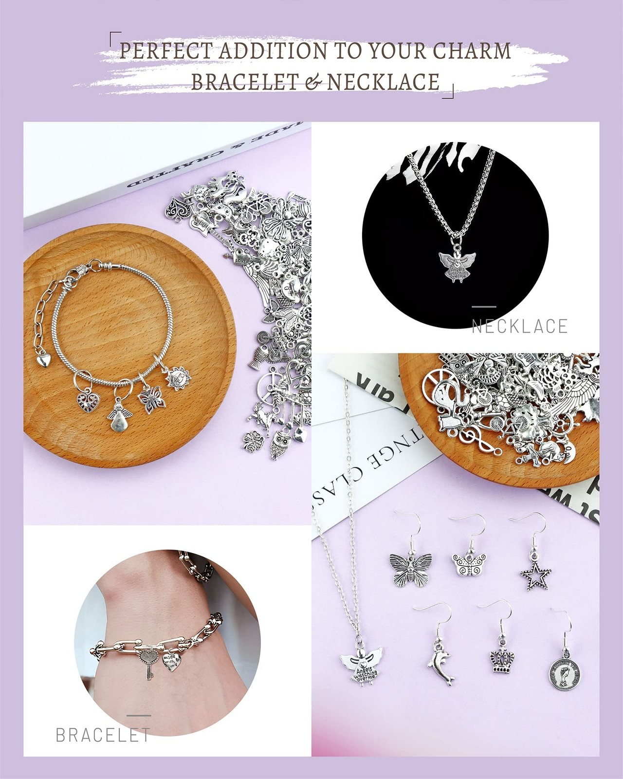 JIALEEY Wholesale Bulk Lots Jewelry 0.28-0.98 inch (0.7-2.5 cm), Silver