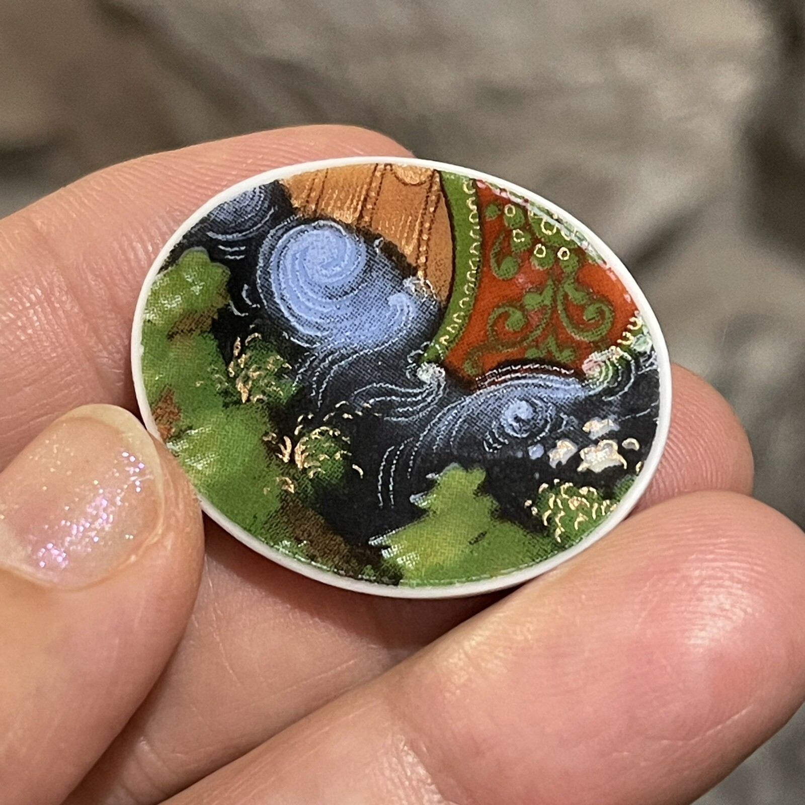 32×25.3×3.5mm Broken China Porcelain Oval Cabochon