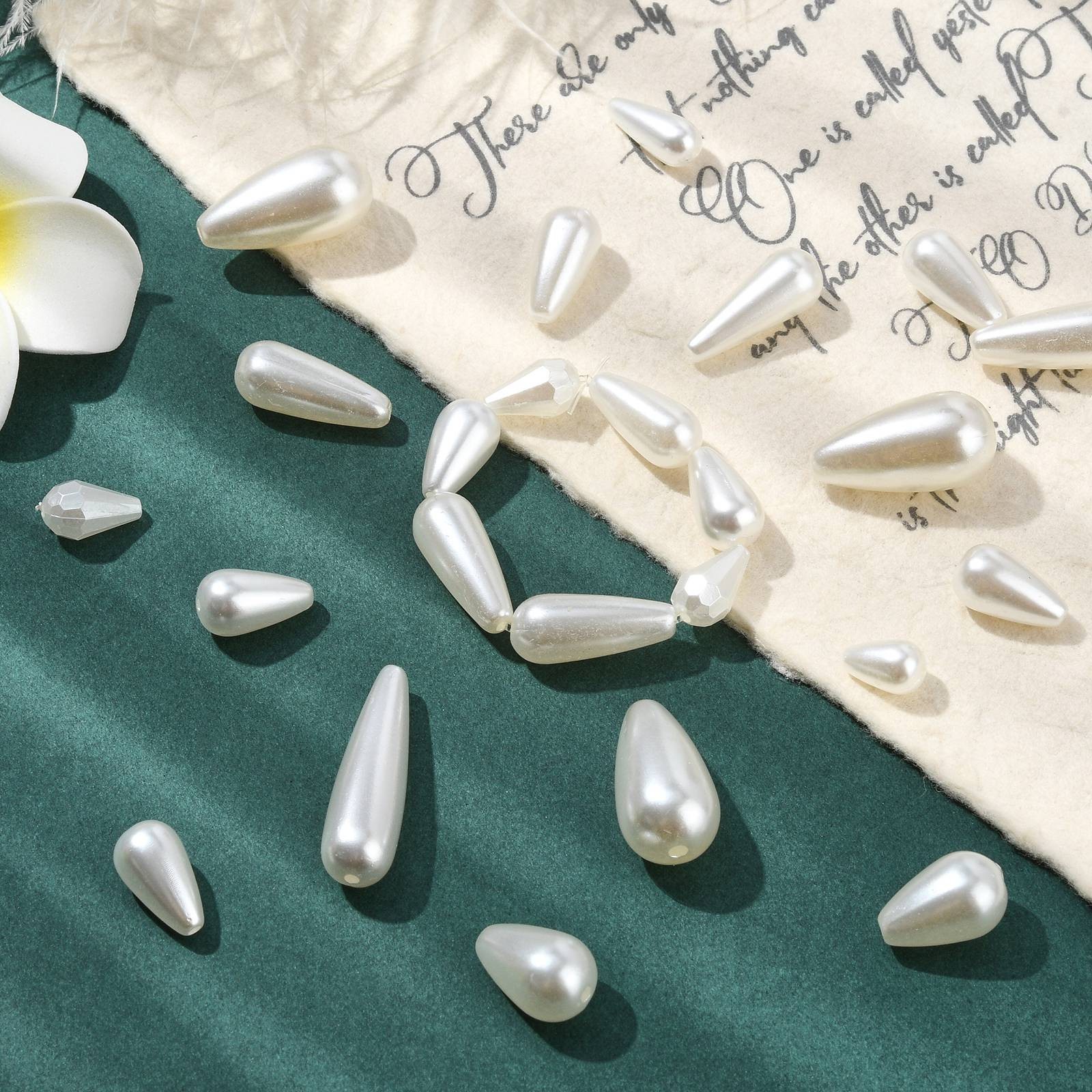 180pcs Teardrop Bead Water Drop Shape Bead Plastic Pearl Loose Beads for Jewelry