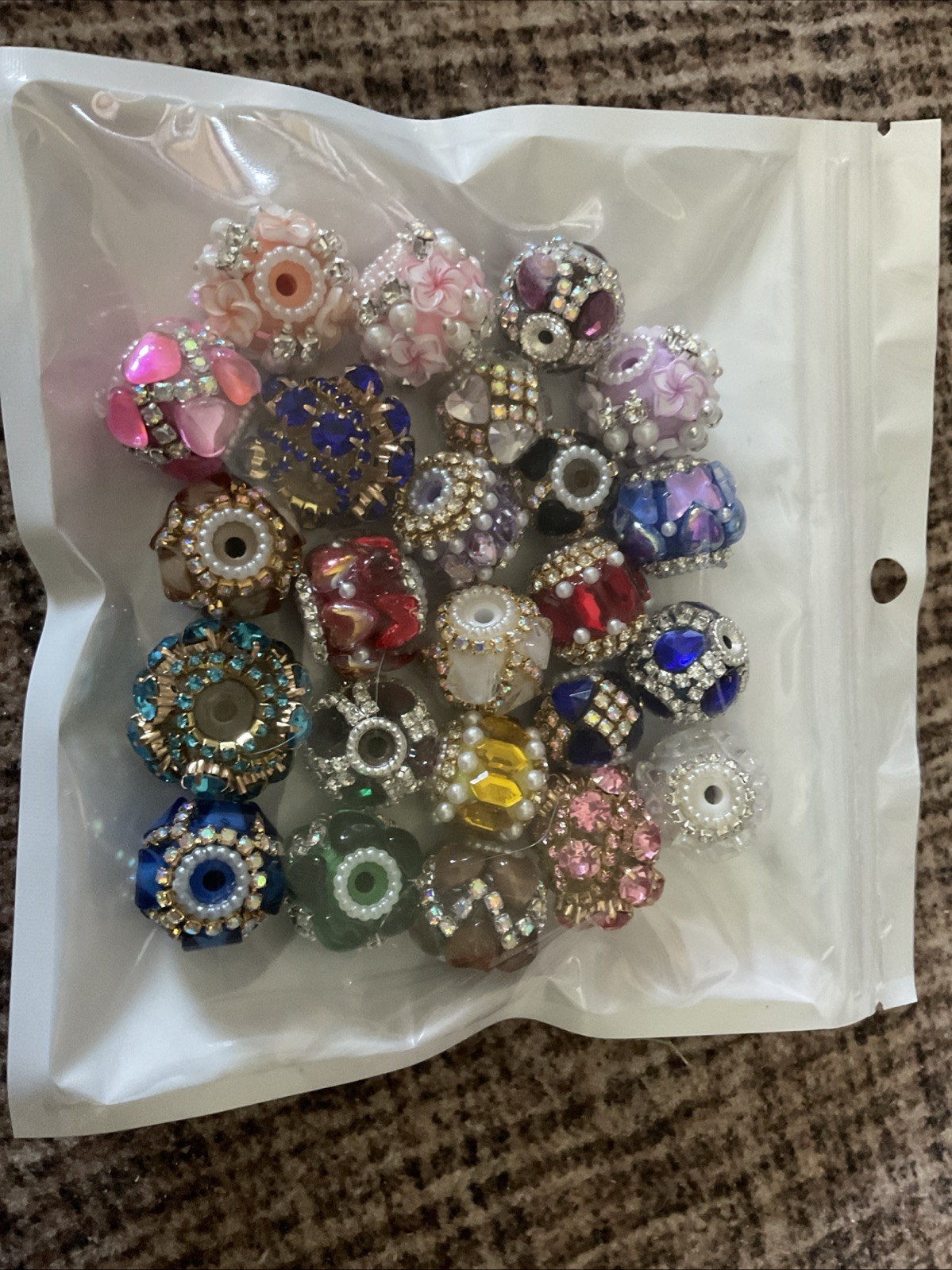 24 Rhinestone Fancy Beads For Beadable Pen And Keychain Making