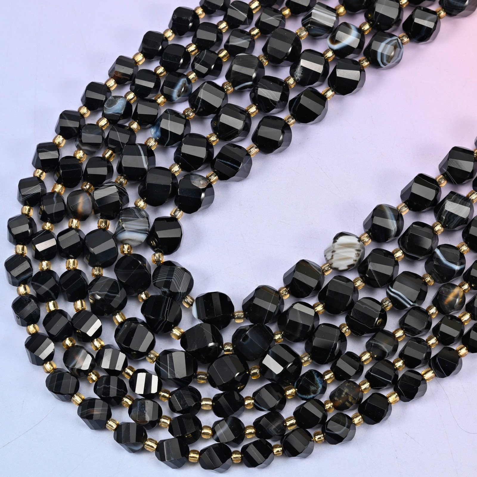 Dyed Black Strip Agate Faceted Spiral Twist Beads: Size 8mm 10mm, Jewelry…