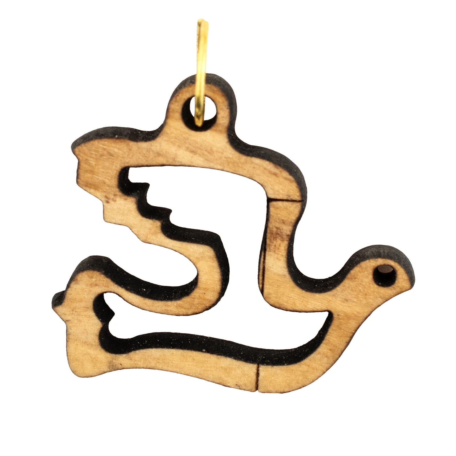 Olive Wood Pendant from Bethlehem Dove Middle East Brown Large Hole