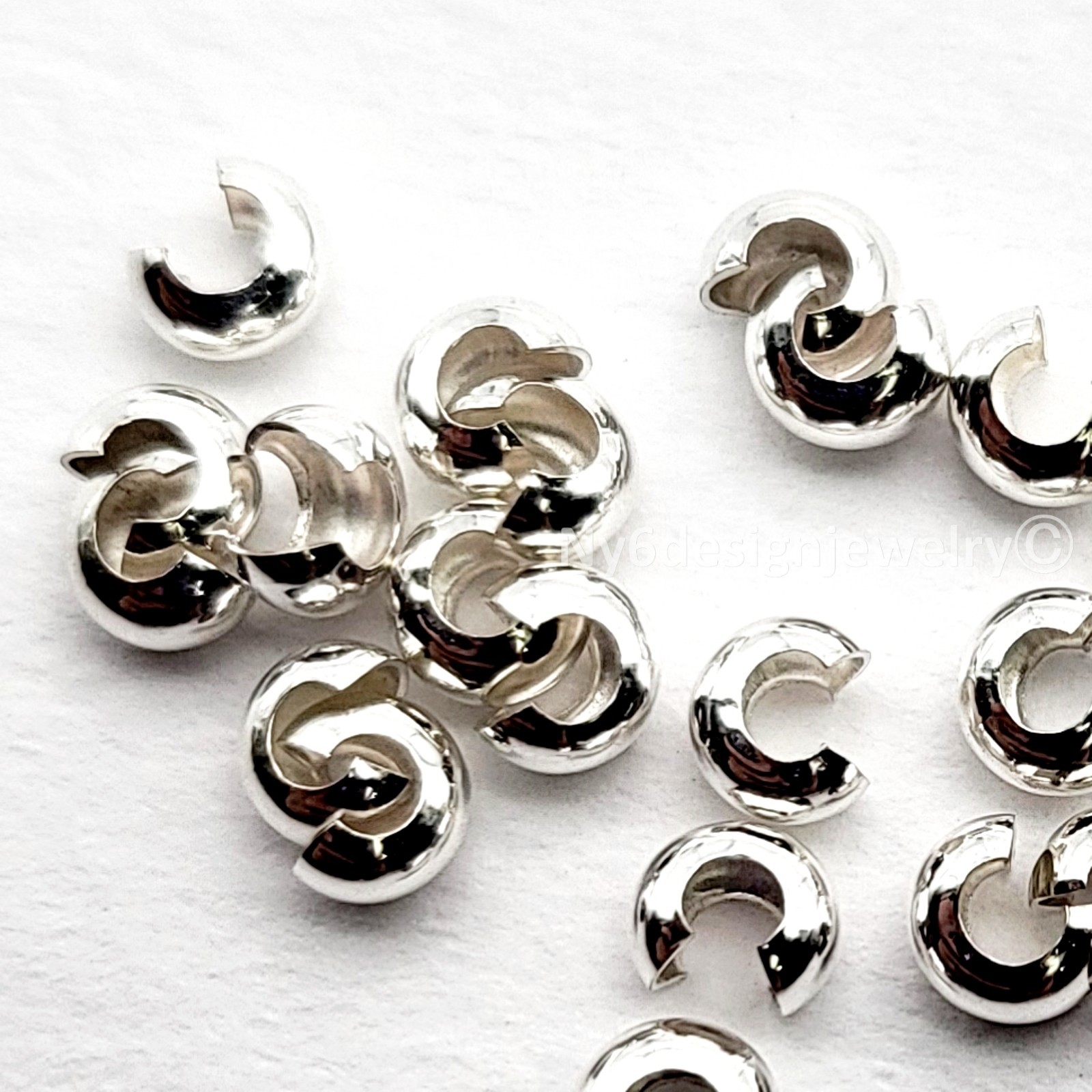 925 Sterling Silver Crimp Cover Beads 3mm – 20pcs Spacer Jewelry Findings