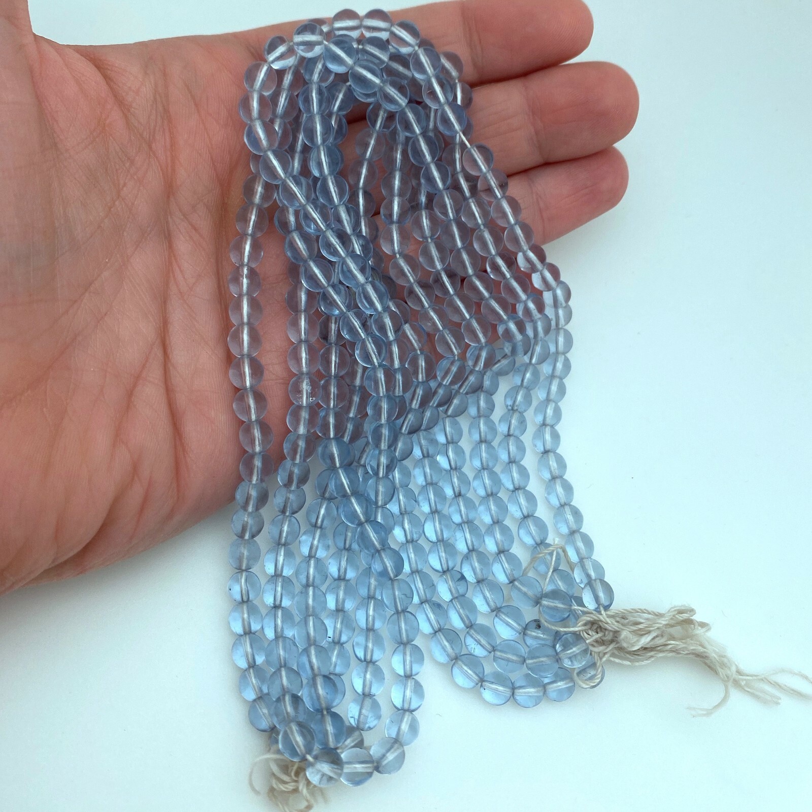 Vintage Air Force Blue & Clear Czech Glass Beads (6mm) (BCG159)