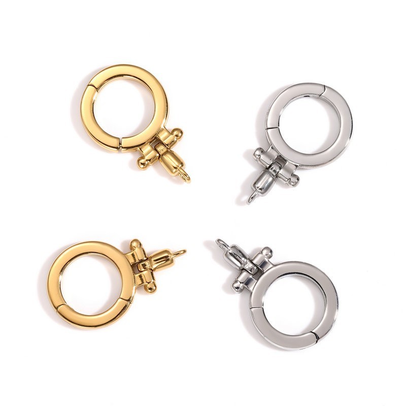 1PC Waterproof Stainless Steel 18K Gold Plated Clasps Connector with Loop SSF115