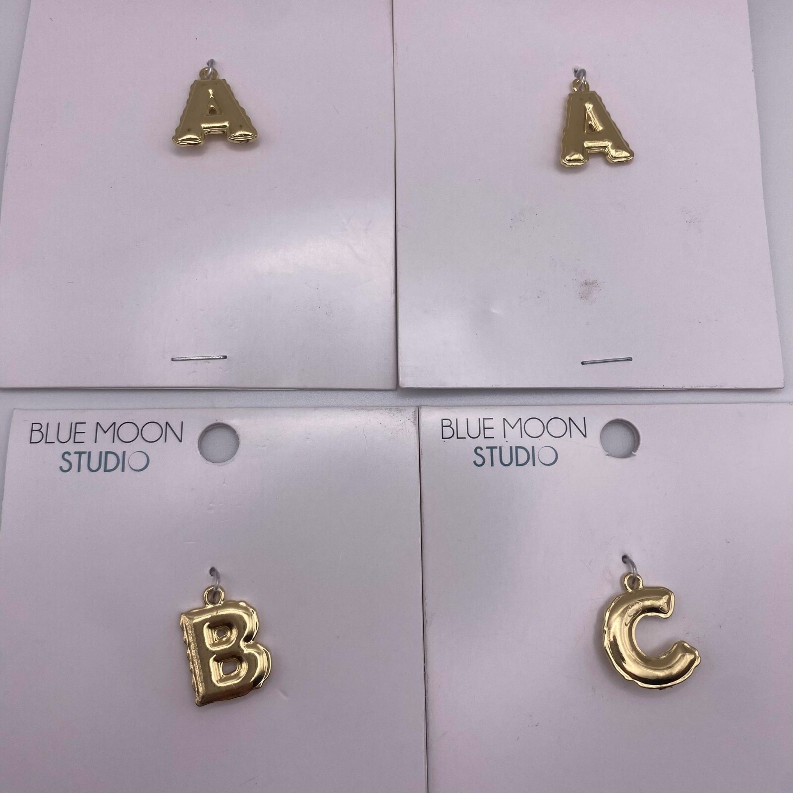 4 pcs Pendant Trinket Metal Charms Letter Inital A B C for DIY Jewelry Making