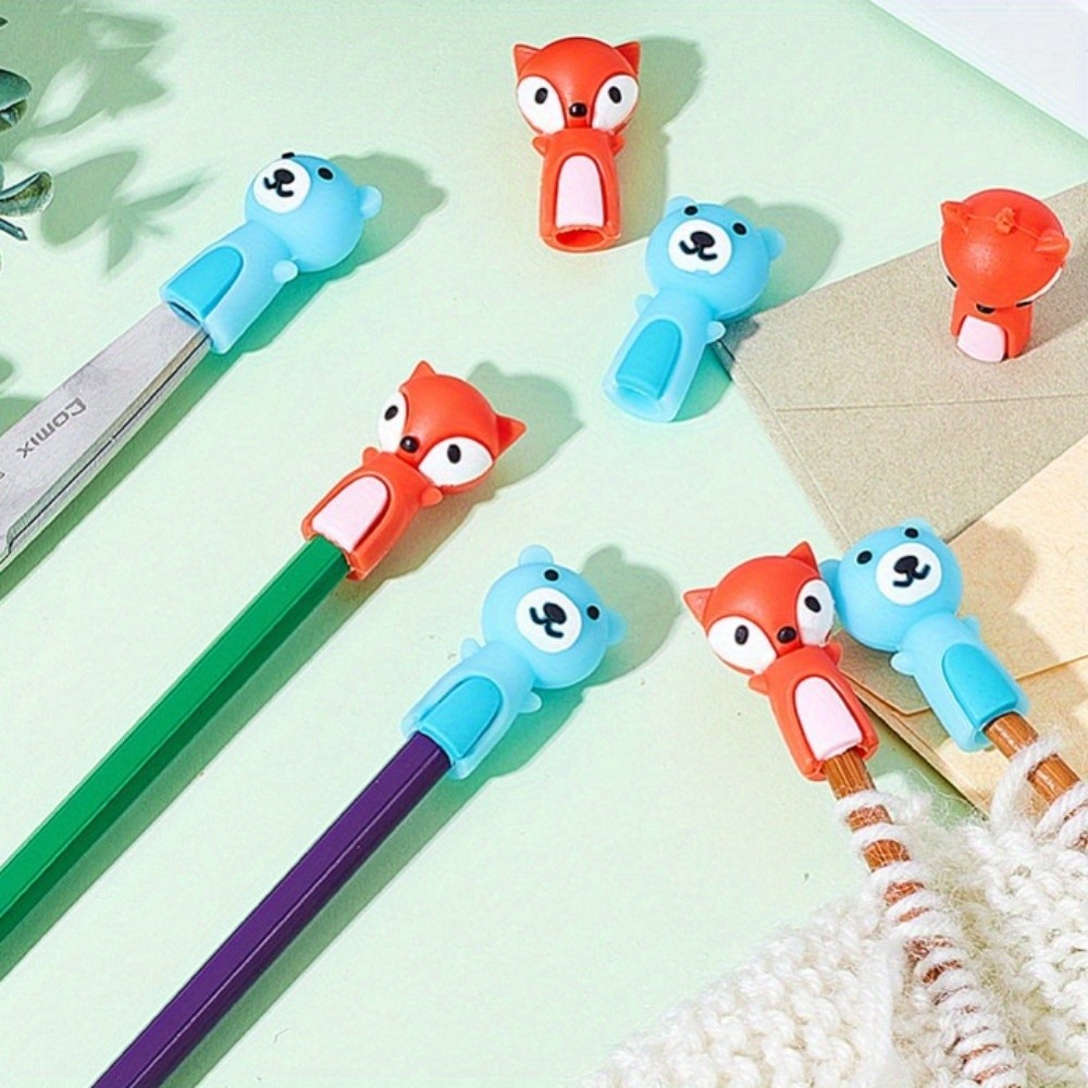 1box 4sets 2 style Silicone Animal Pencil Cap Pencil Protection Cover Pencil