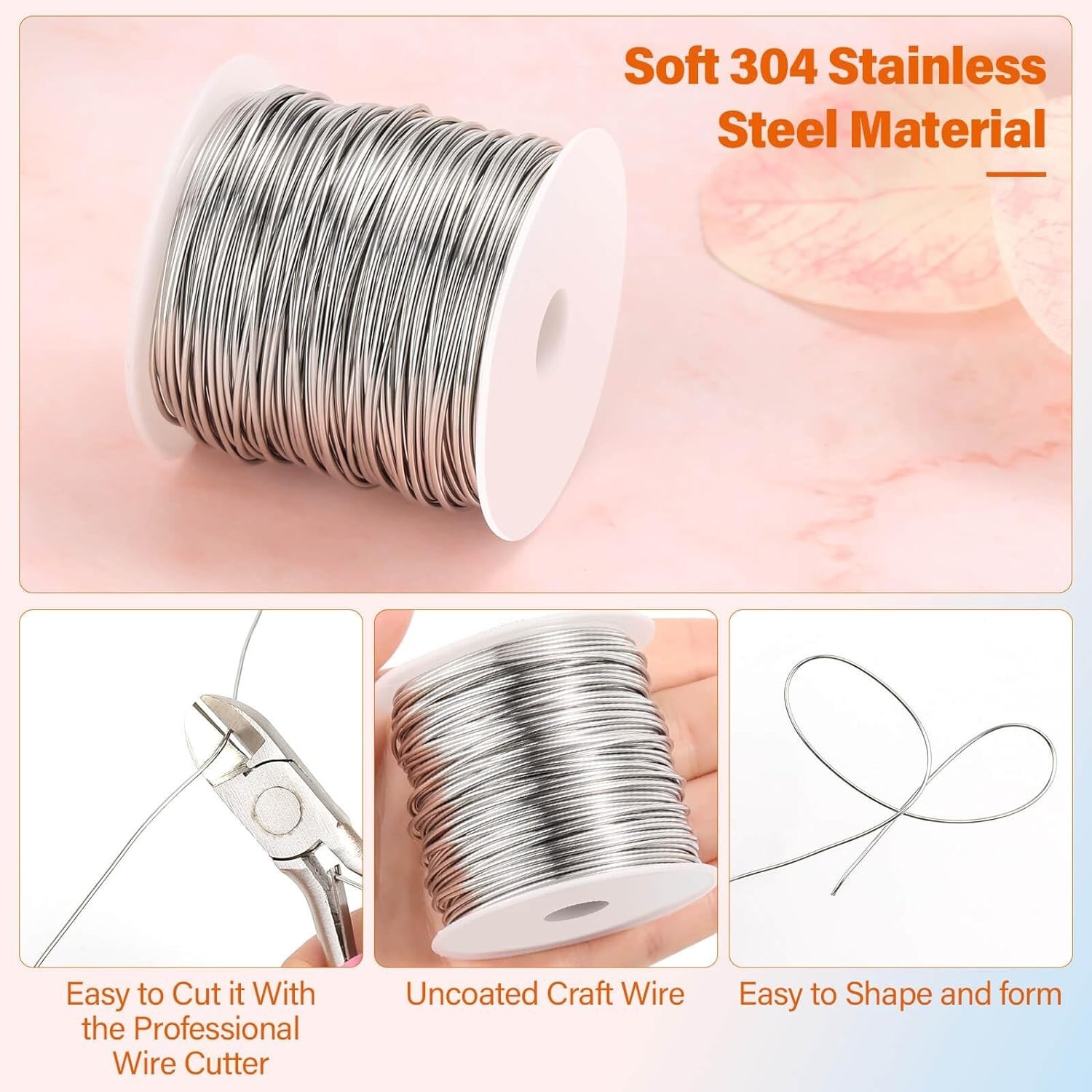 18 Gauge Stainless Steel Wire, 1Mm Bailing Wire for Jewelry Making and Crafts