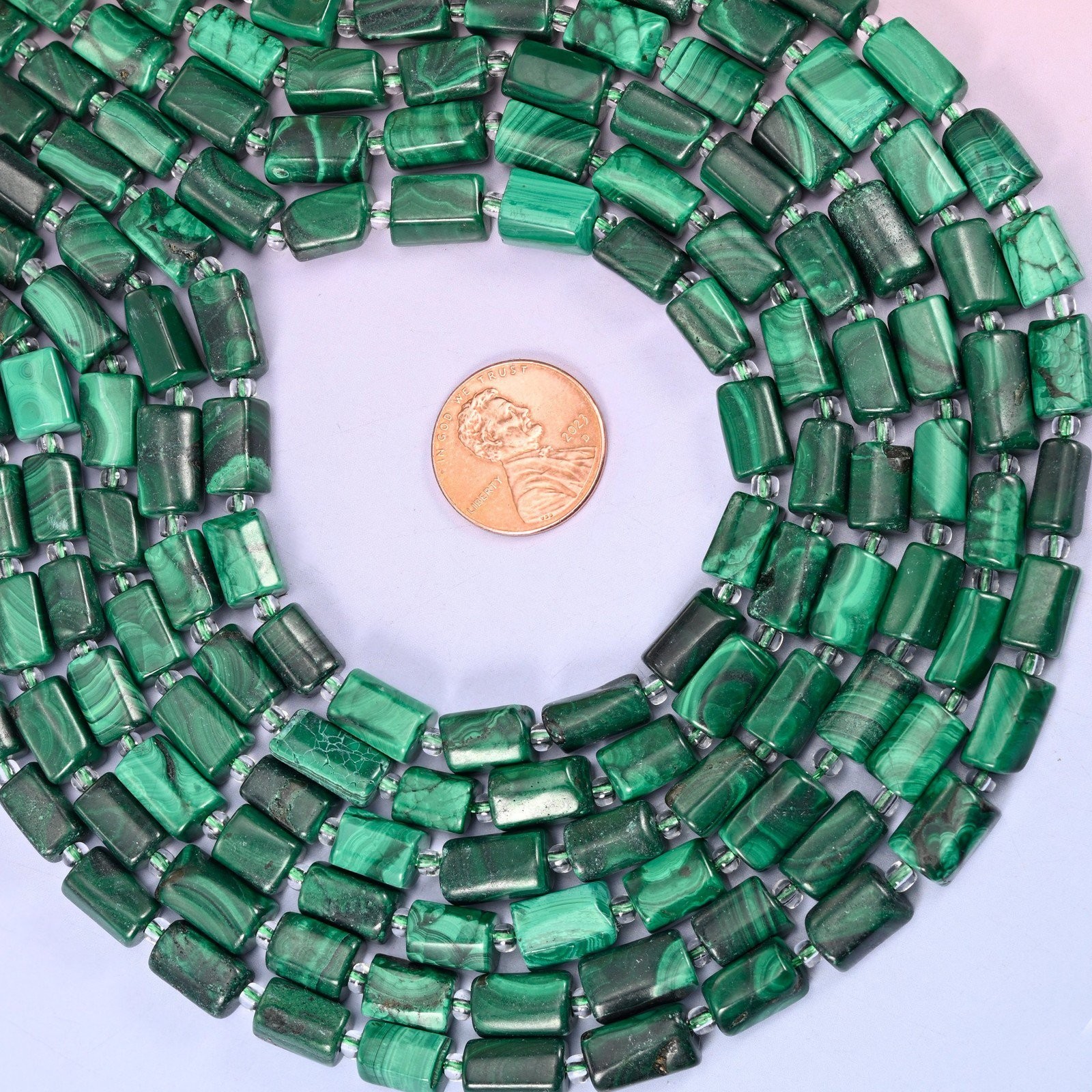 Malachite Faceted Tube Beads Size 9x7mm Jewelry Making 15.5 Inch Strand