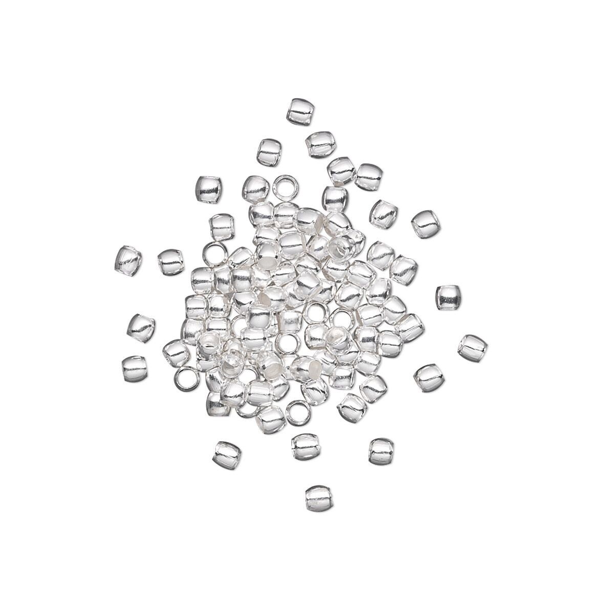 Bead, 100 Silver Plated Brass Smooth 2x2mm Spacer Micro Beads