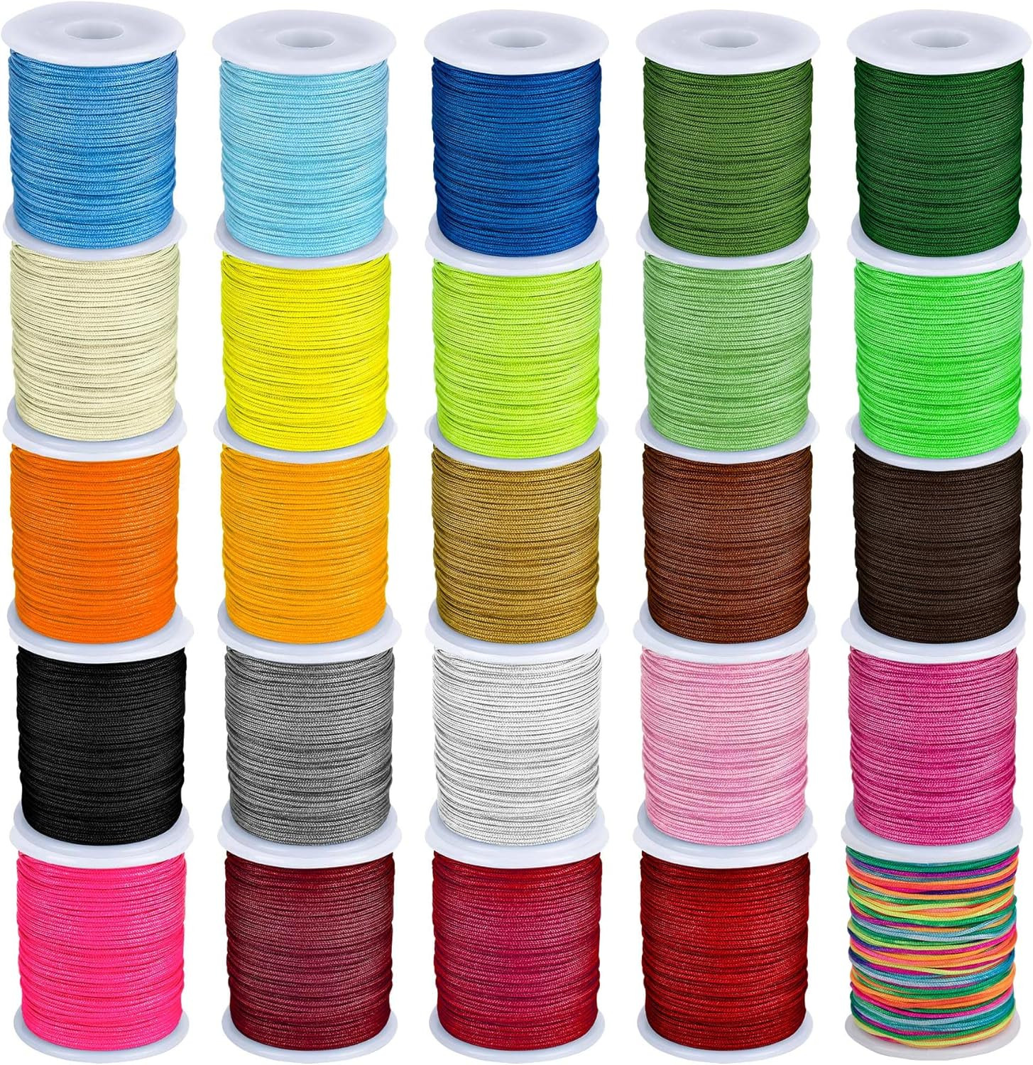 , 25 Rolls Nylon Beading String Chinese Knotting Cord for Jewelry Making DIY 0.8