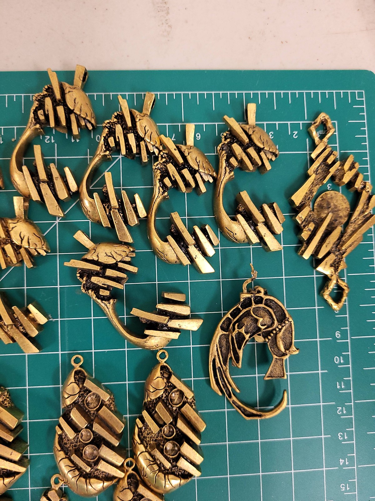 50+ Gold Tone Pendants Charms Lot Crosses Faces Leaves Eagle Jewelry Making