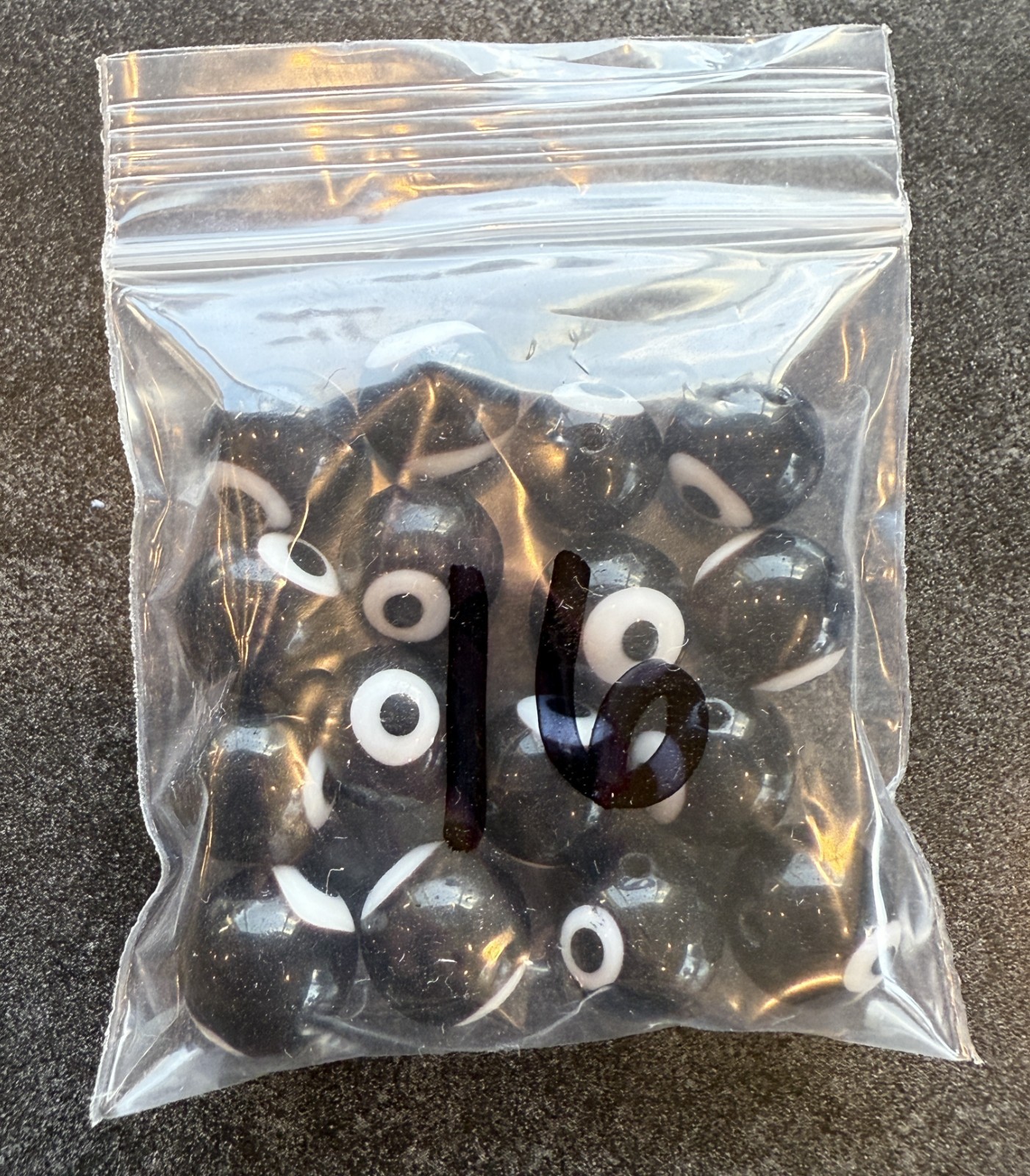 Beads 16 Artisan Made Evil Eye Black & White Balls for Crafting Jewelry Making