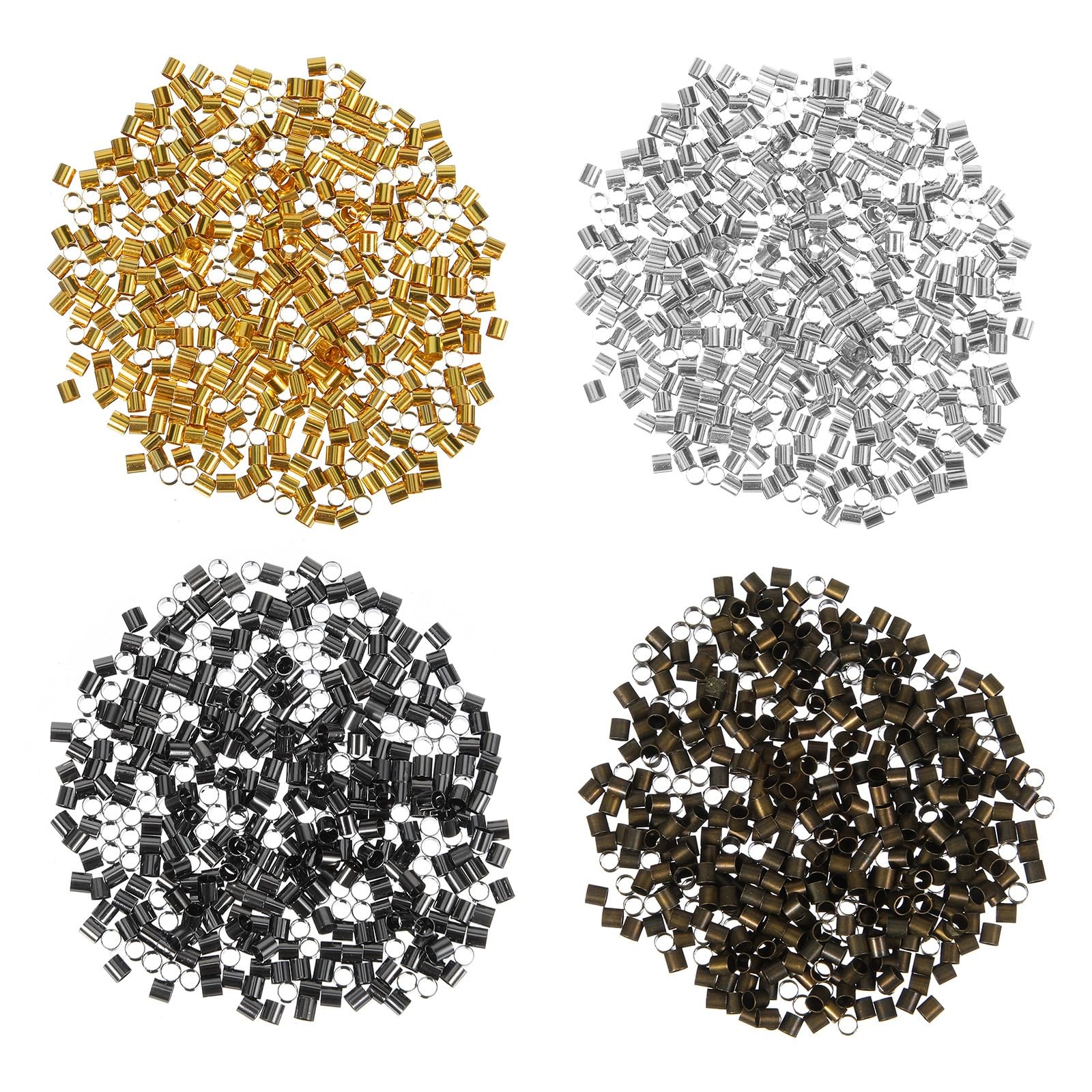 Tyqour 2000pcs Crimp Beads for Jewelry Making 2mm Crimping Beads Stopper Crim…