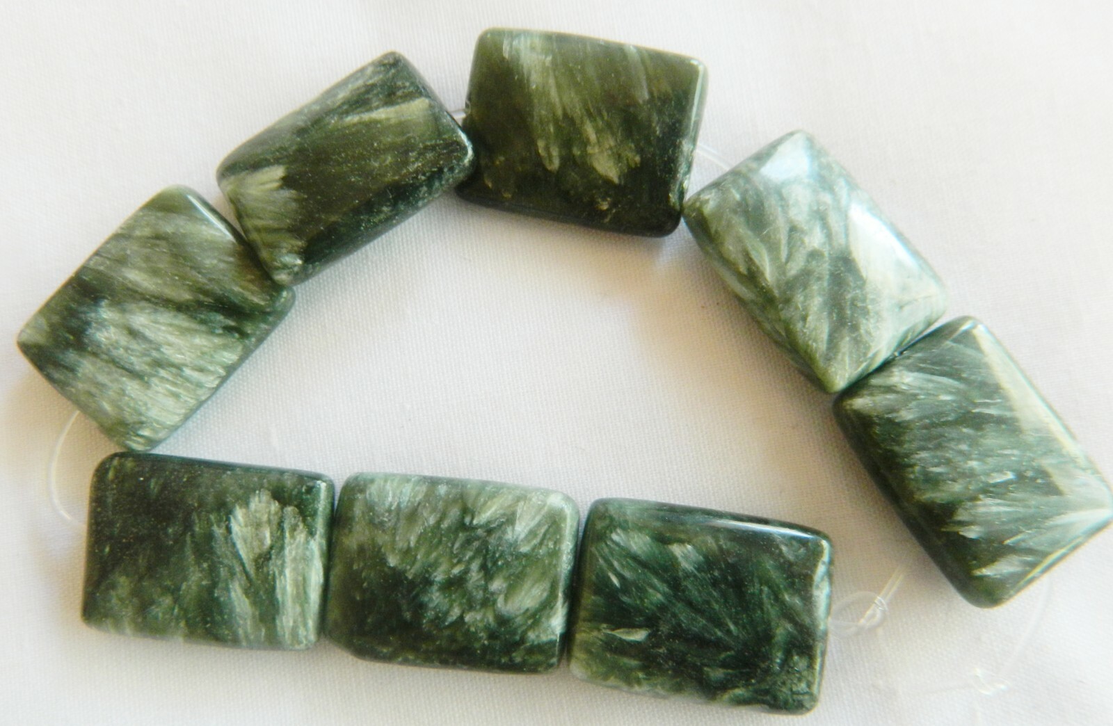 Seraphinite, High Quality Rectangle Bead x 1, 20mm x 15mm Approx Silver Flashes