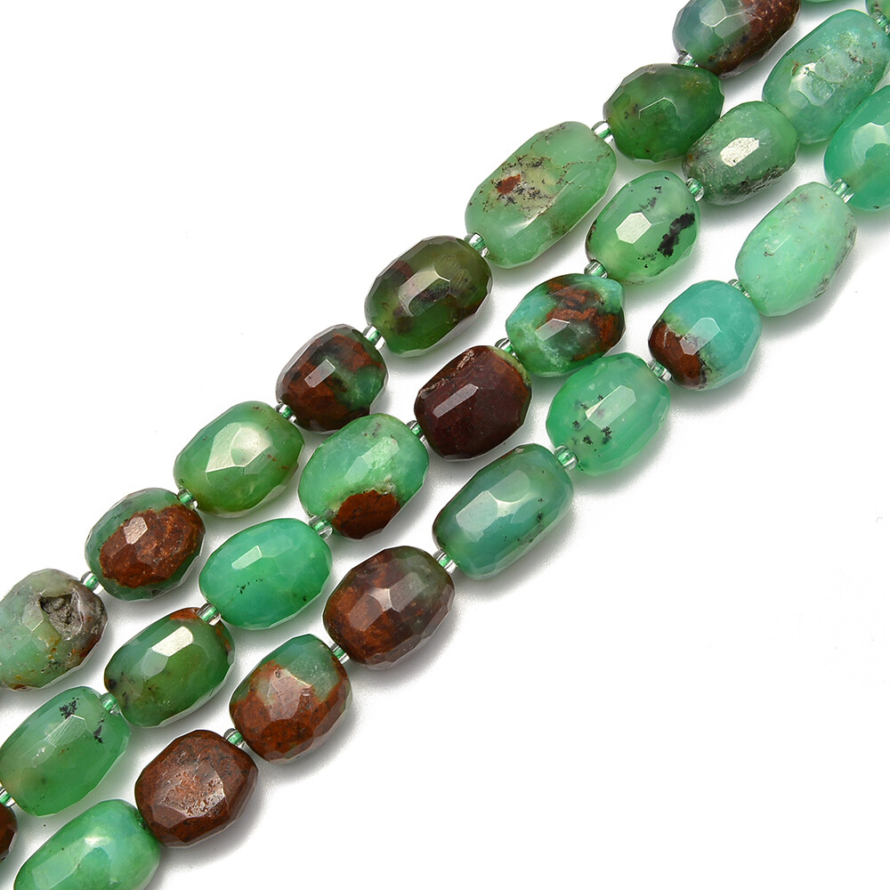 Chrysoprase Faceted Nugget Beads Size Approx 10x15mm 13x18mm 15.5”Strand