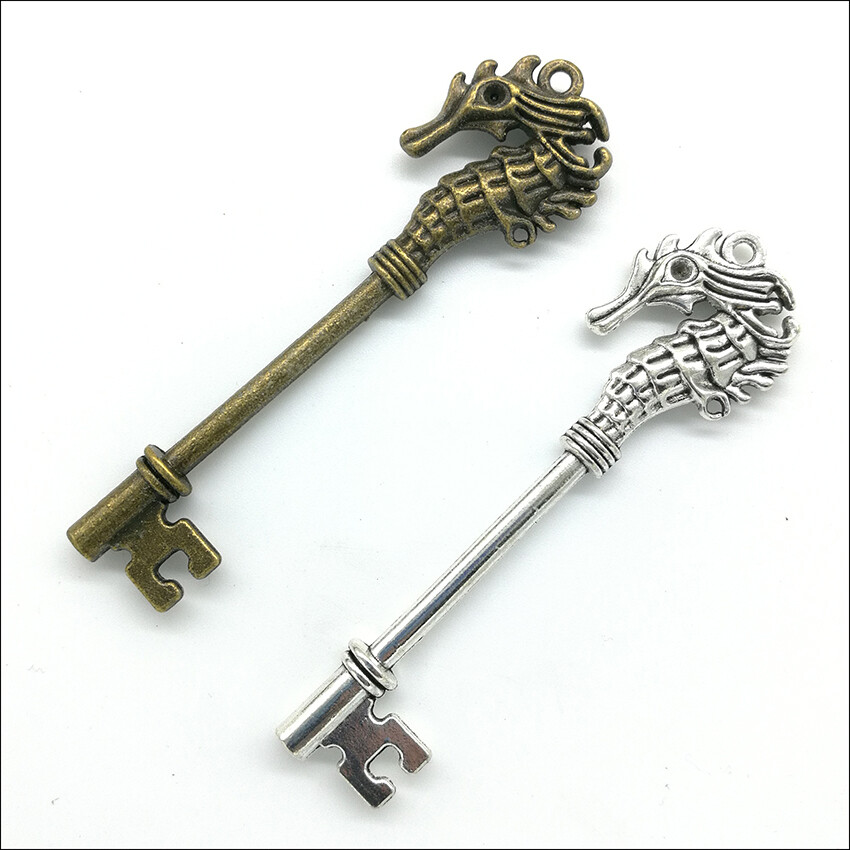 Lot 10pcs seahorse key Antique Silver Bronze Charms Pendants Jewelry Making DIY