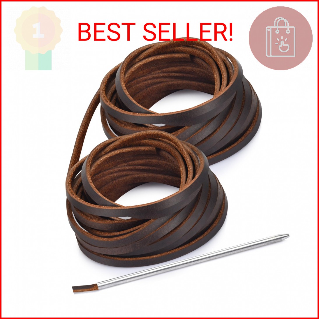 10 Yards Flat Genuine Leather Laces, Leather Strips Cord, Full Grain Cowhide Str