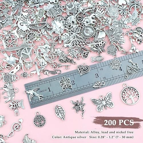 200 PCS Wholesale Bulk Lot Jewelry Making Charms Mixed Smooth Tibetan Silver New